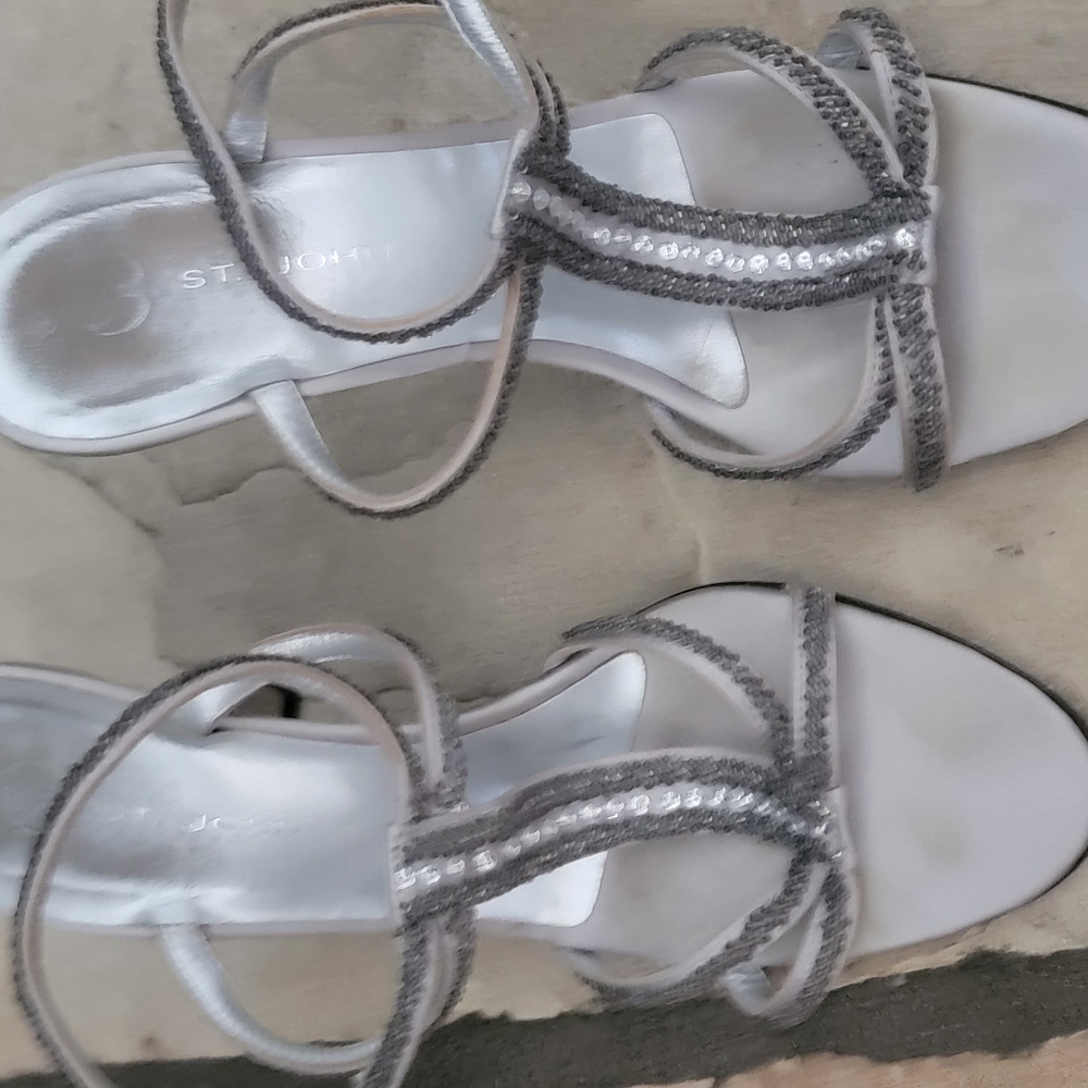 St. John Women's Silver Strappy Sandals